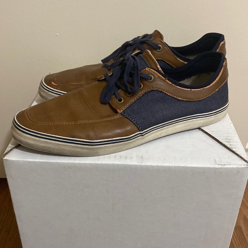 JF J Ferrar Leather & Denim Sneakers